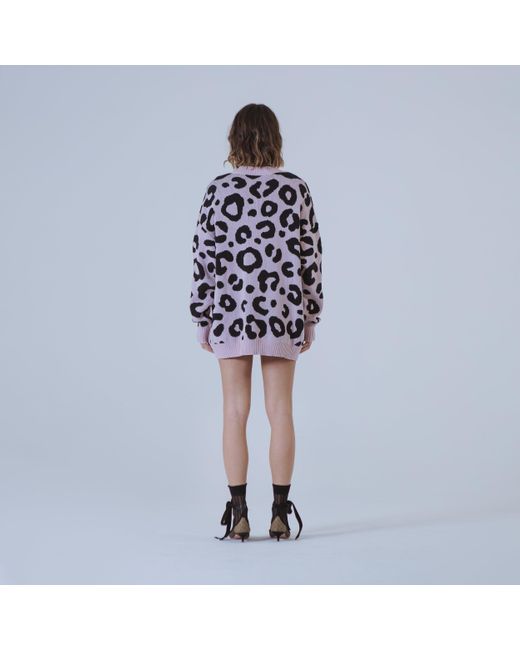 SVETA Milano Black Georgia/ Leopard-Jacquard Long Cardigan