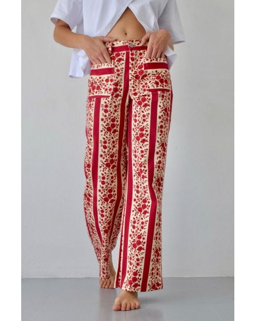 Mind Traveler Red Valeria Floral Jeans