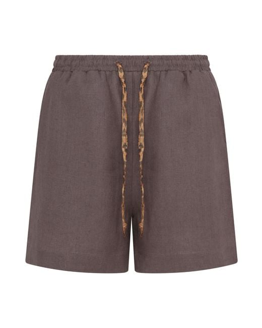 Solpardus Purple Atti Umber Linen Shorts