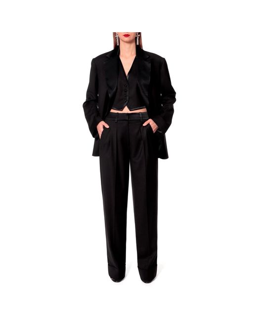 AGGI by HALEWSKI Black Frankie Fashion Wide Trousers