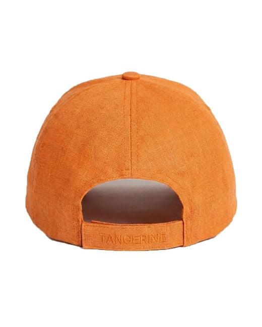 Maison Tangerine Orange Linen Baseball Hat Tangerine
