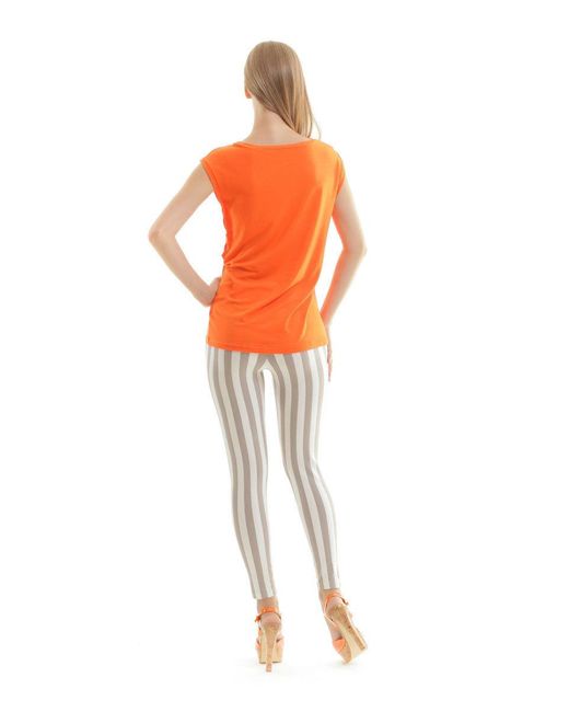 Conquista Orange Sleeveless Print Top
