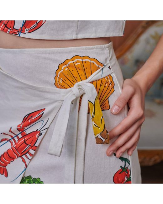 Pecanpepperpelican White Vhagar Long Wrap Skirt