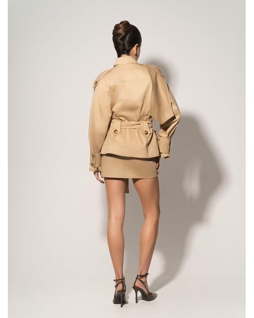 Tia Dorraine Natural Neutrals Oversized Belted Trench Jacket & Mini Skirt Set