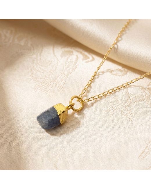 Harfi Metallic Raw Sapphire September Birthstone Plated Necklace