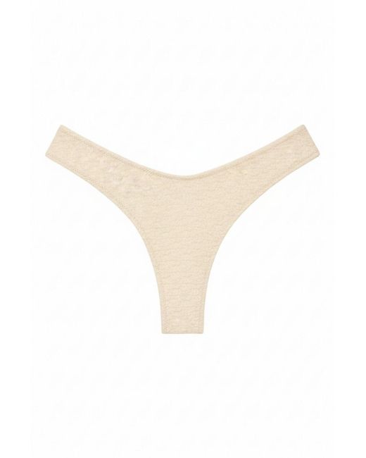 Montce White Neutrals Amalia Texture Lulu Zig-Zag Stitch Bikini Bottom