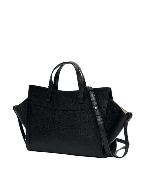 Saonara Brand Black Mini Shopping Bag Leather