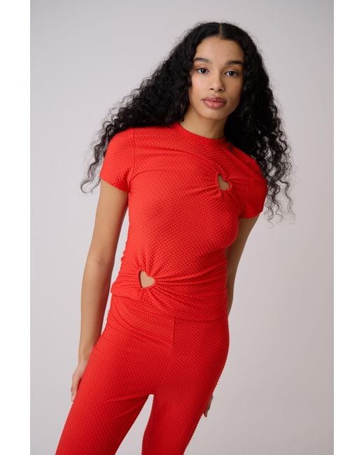 Amy Lynn Red Bowie Cherie Heart Cut Out Top