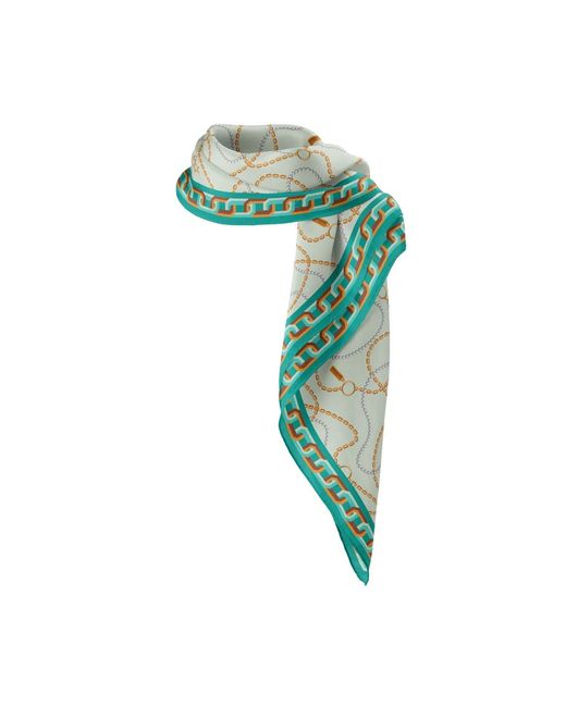 Le Parmentier Green Heritage Chain And Pearls Silk Square Scarf