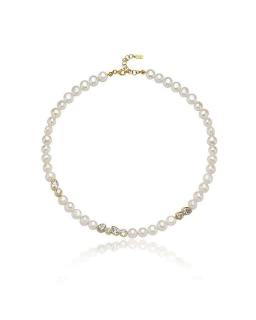 LINYA JEWELLERY Metallic Diana Stone Pearl Necklace