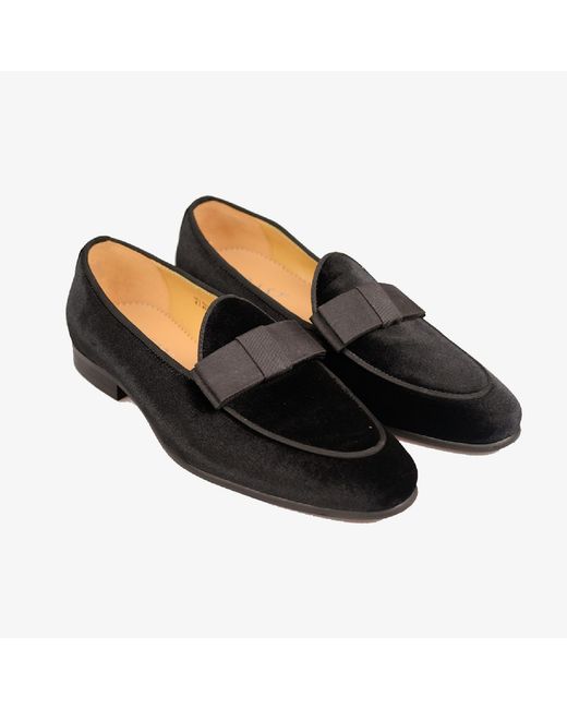 DAVID WEJ Black Bradford Velvet Belgian Bowtie Loafers – for men