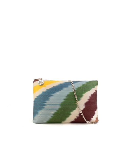 SJW BAGS LONDON Green Aquila Ikat Clutch Bag
