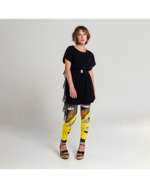 ARTISTA Yellow Bluebird Printed Leggings