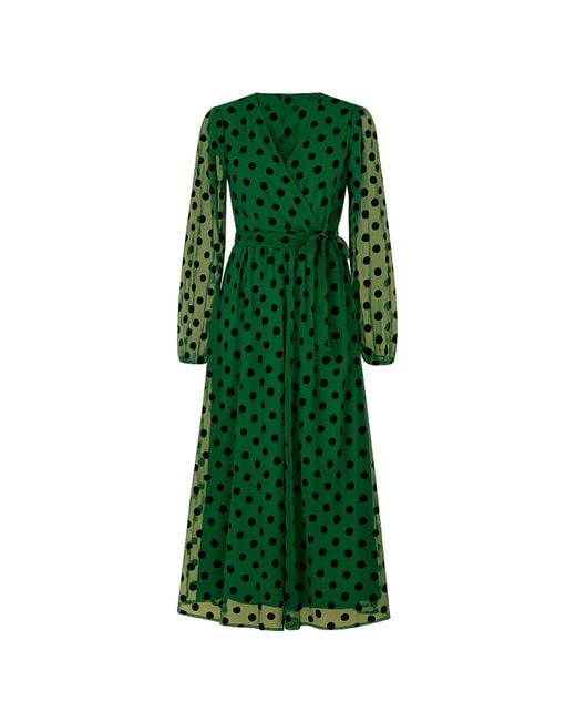 green emerald velvet dress Green Spot Print Jersey Wrap Dress