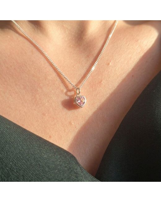Harfi Pink Mini Heart Rose Quartz October Birthstone Necklace