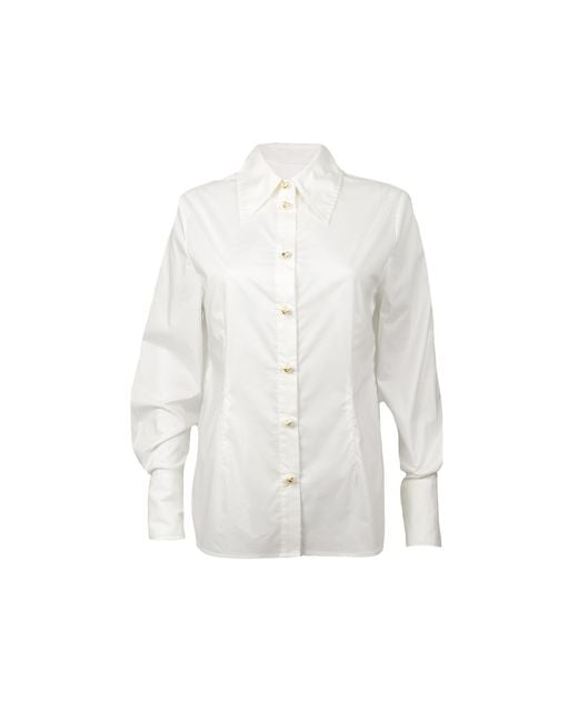 House of Laines London White Laines Couture Hand Embellished Crystal Snake Tie Shirt