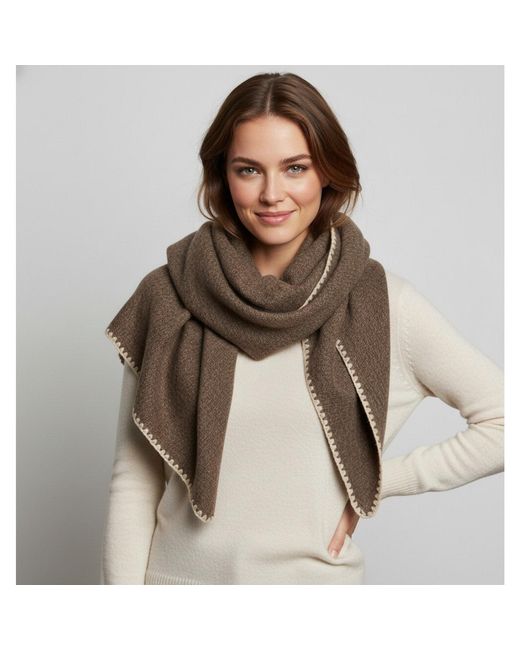 Saachi Brown Knitted Triangle Coffee Shawl Wrap