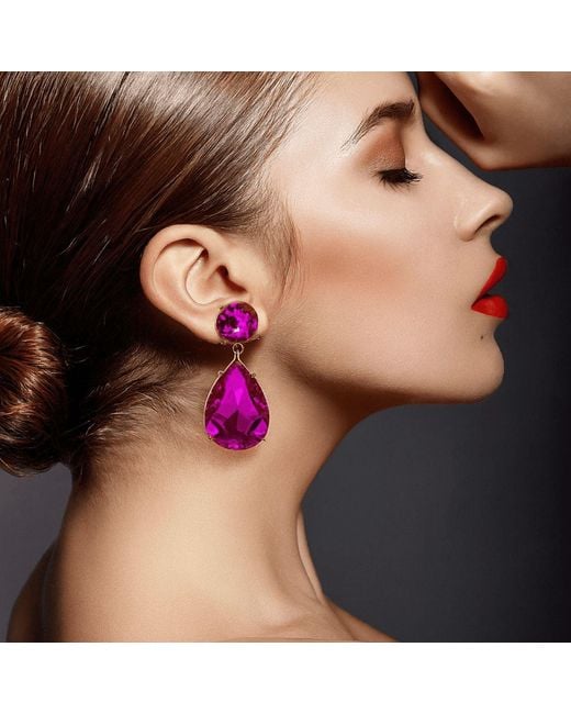 Michael Nash Jewelry Purple Marina Fuschia Pear Shape Clip On Drops