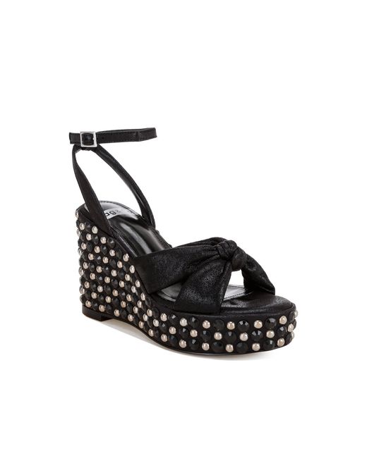 Rag & Co Green Moondot Embellished Wedge Heel Sandals