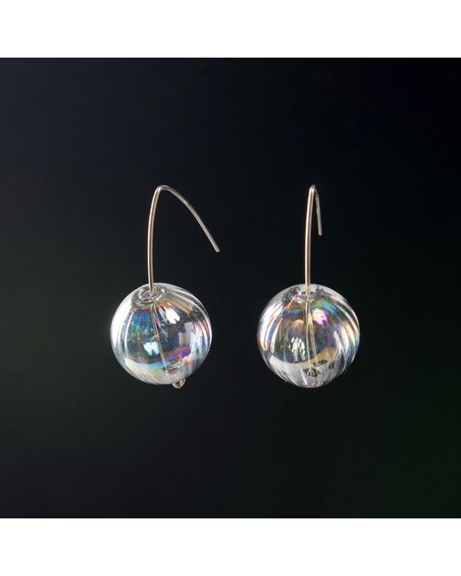Laura Daili Metallic Neutrals Luminous Orbs Glass Earrings