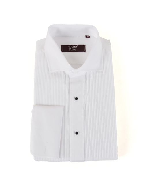 DAVID WEJ Blue Ashton Collar Double Cuff Dress Shirt – for men