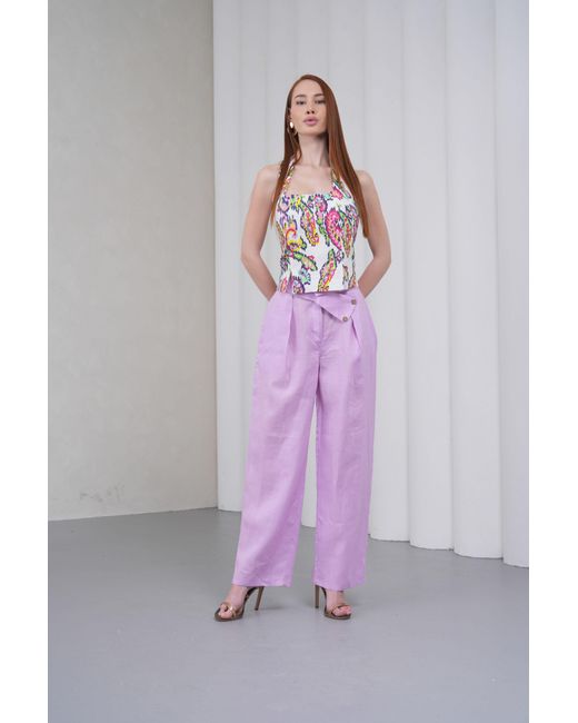 Lumina Eligma White The Halterline Linen Blouse