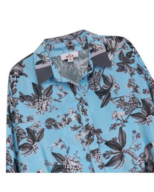 Niza Blue Bohemian Shirt With Paisley Print And Belt