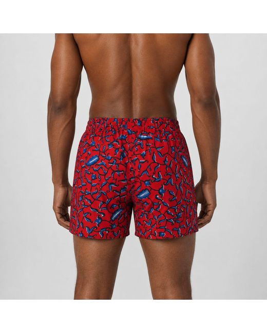 Ohema Ohene Red Cotton African Print Boxer Shorts- Floral for men