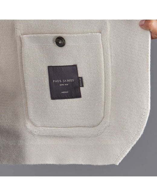 Paul James Knitwear White Neutrals Cotton Deconstructed Knitted Gabriel Blazer for men