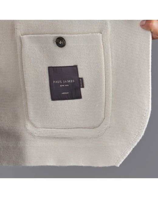 Paul James Knitwear White Neutrals S Cotton Deconstructed Knitted Gabriel Blazer for men