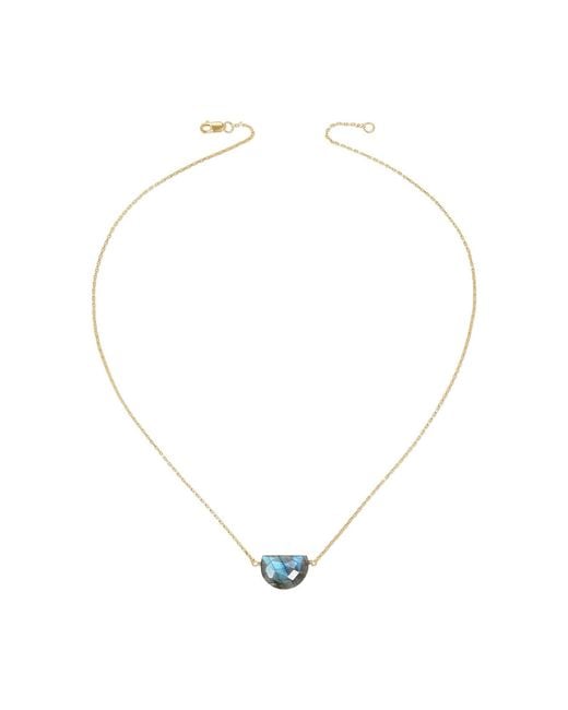 Heather Hawkins Jewelry Metallic Luna Moon Shaped Gemstone Necklace