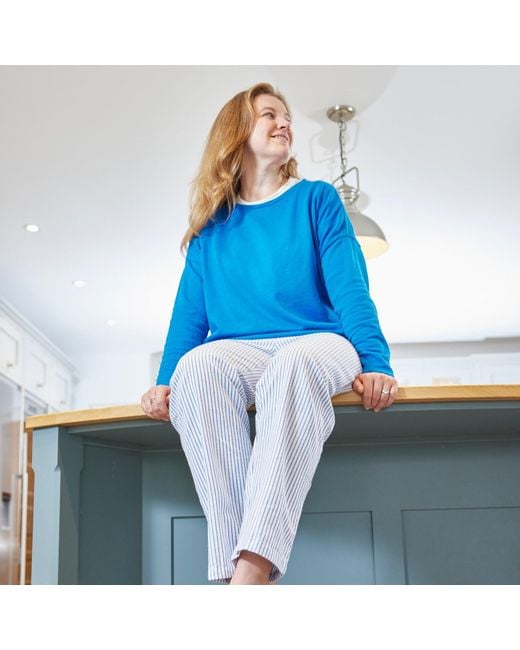 Lounge Blue Soft, Breathable Organic Brushed Cotton Loungewear Trousers