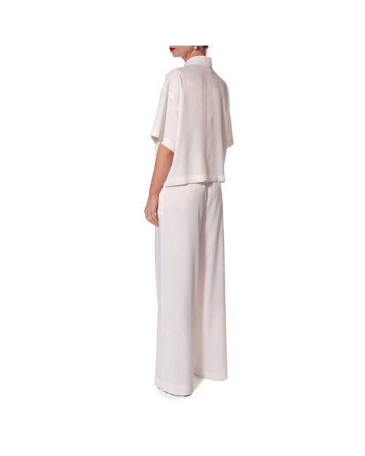 AGGI by HALEWSKI White Olivia Bright Wide Trousers