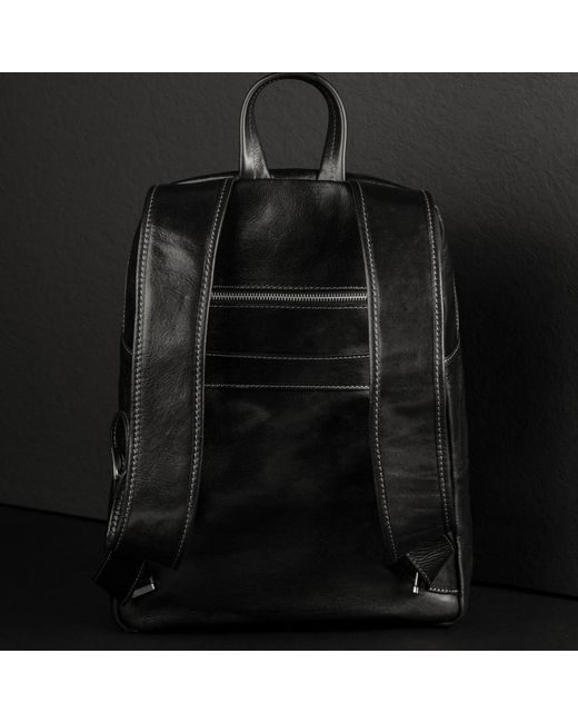 Time Resistance Black Large Leather Backpack for men