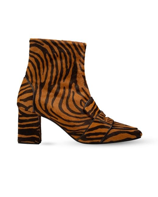 Rosamund Muir London Brown Neutrals Luciana & Dark Zebra Print Loafer Boots