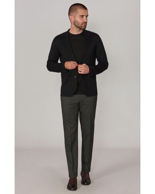 Paul James Knitwear Blue Lightweight Extra Fine Merino Wool Massimo Knitted Blazer for men