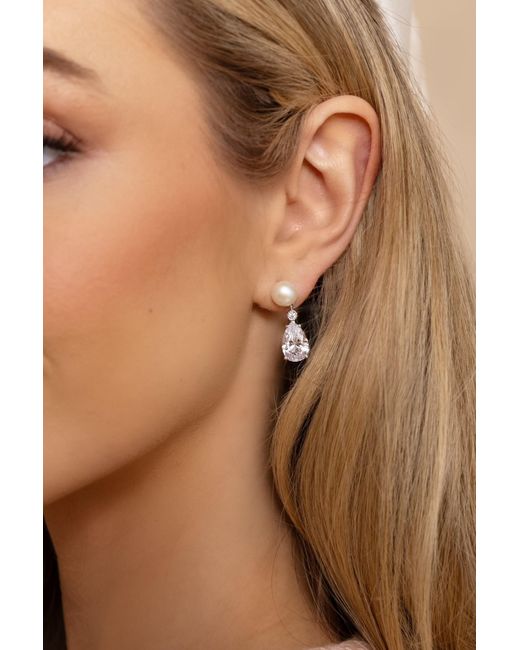 Santinni Metallic Highgrove Freshwater Pearl & Crystal Drop Earrings for men