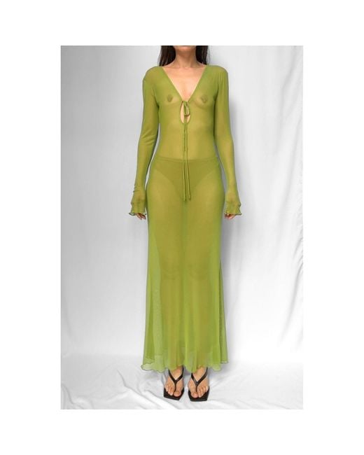 Alia Studio Green Améthyste Maxi Mesh Dress