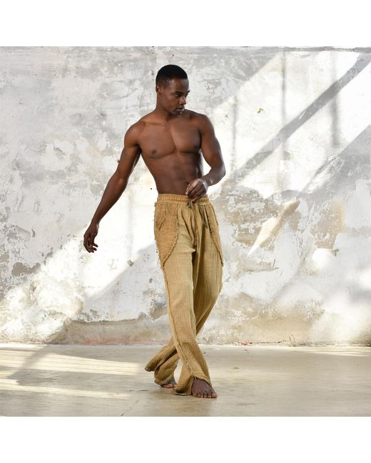 Zhenabia Natural Tribe Pants Boho Cotton Summer Pants for men