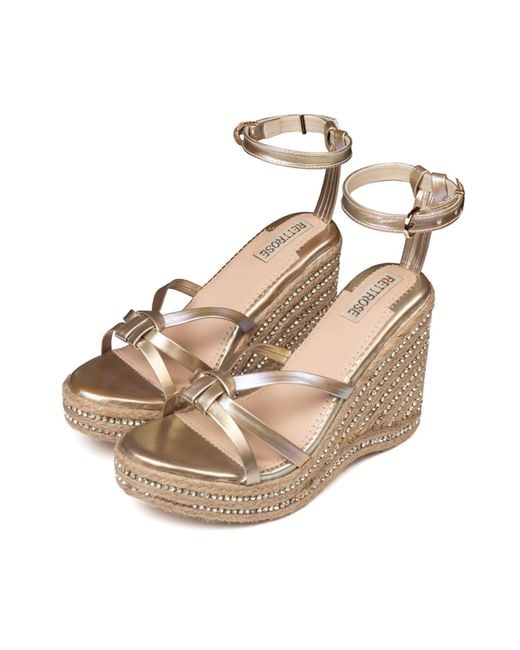 Rettrose Brown Neutrals Alani Nude Hand Embellished Luxury Wedge Shoe
