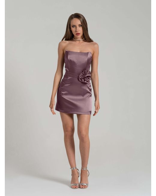 Tia Dorraine Purple Dazzling Touch Satin Mini Dress, Dark Lilac
