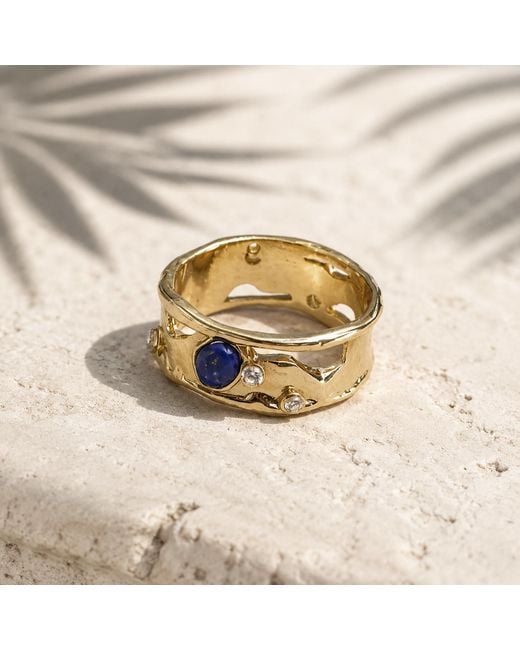 Rare Matters Jewelry Metallic Lapis Statement Ring