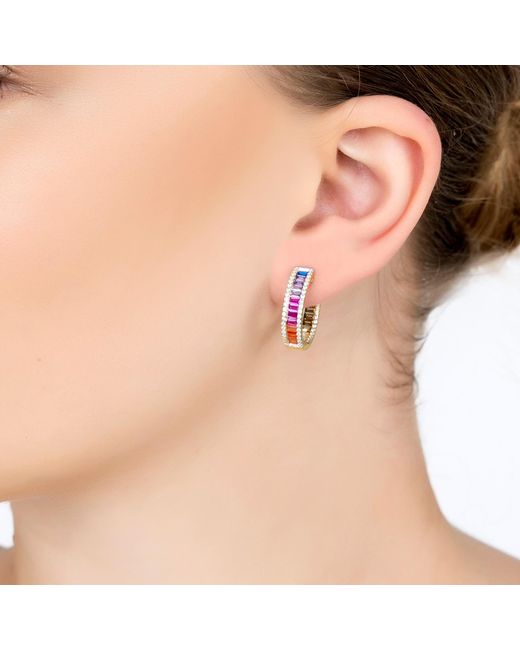 Latelita London Blue Judy Baguette Hoop Earrings