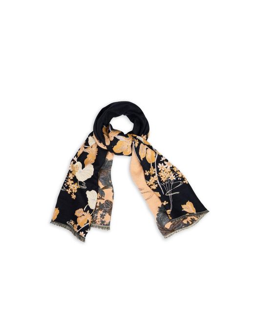 Saachi Black Floral Reversible Scarf