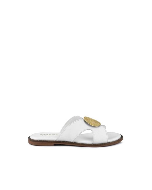 Rag & Co White Eudora Embellished Slip-Ons By Rag & Co