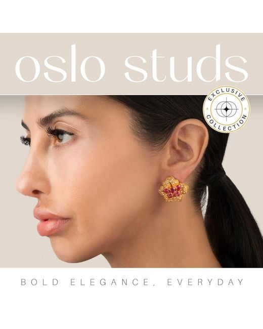 Bounkit Red Oslo Studs Clip On