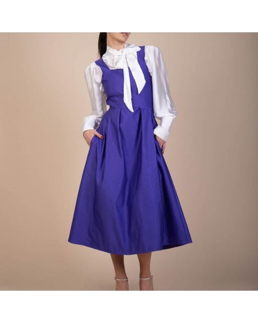 NUMBAT Blue Josephine Vintage-Inspired Midi Pinafore Dress