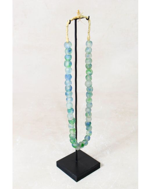 Botanical Boys Blue Ghana Glass Beads Necklace