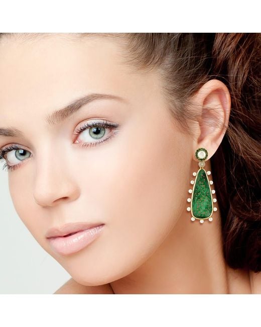 Artisan Green 18K Carved Jade, Emerald, Pearl And Diamond Drop Earrings