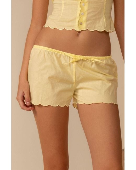 Montce Natural Sunshine Scalloped Low-Rise Drawstring Short